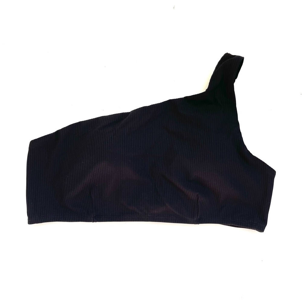 Andie Wyndwood Asymmetrical black ribbed One Shoulder Bikini Top Size XXL - Picture 7 of 8